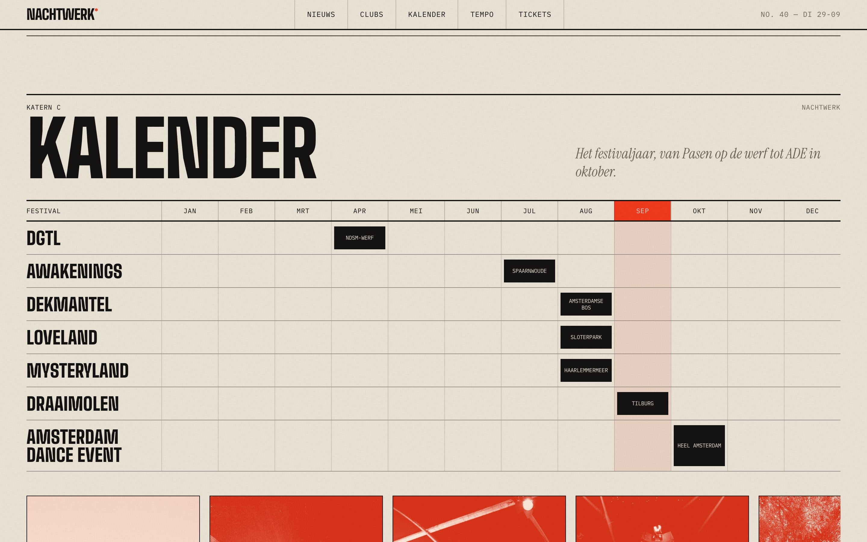 Kalender: the festival year at a glance