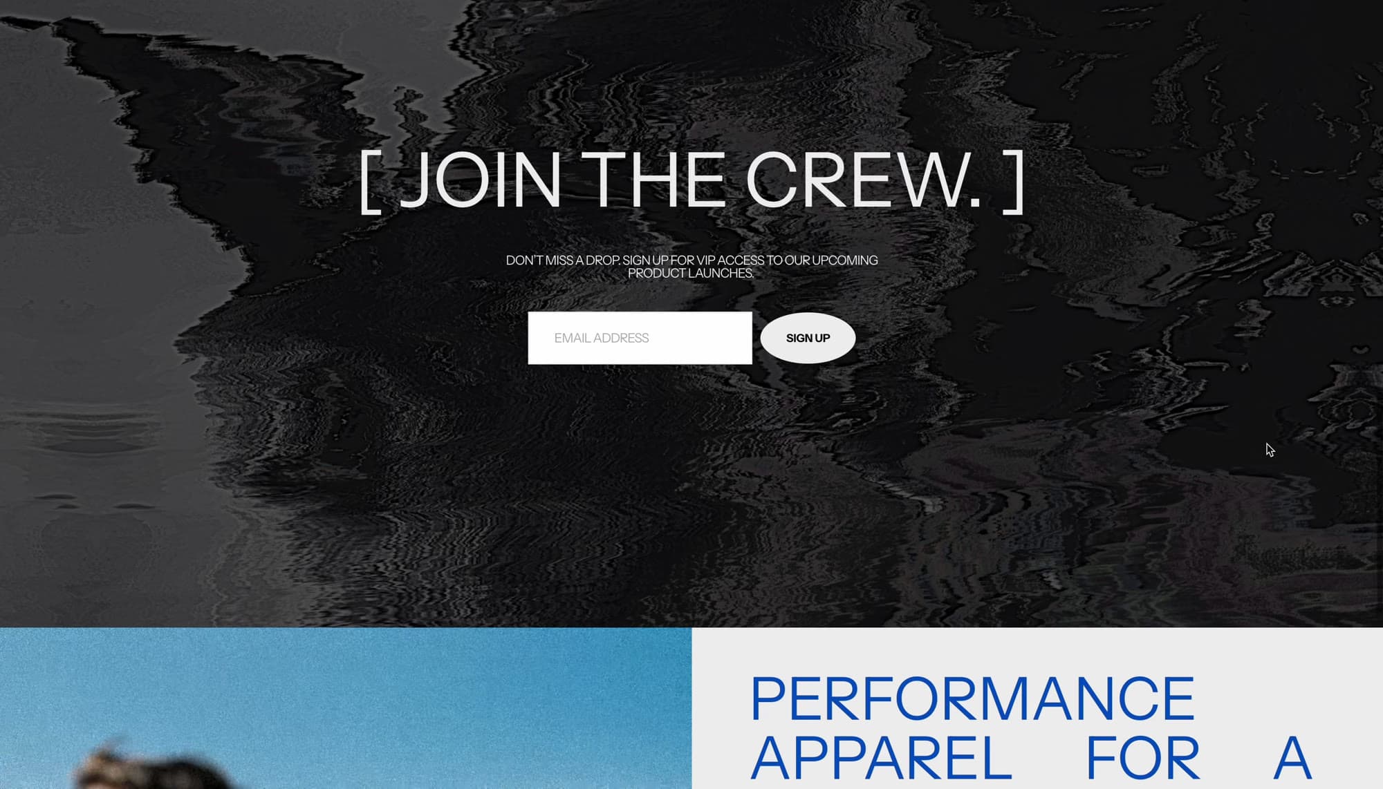 Join the crew: newsletter signup and brand story